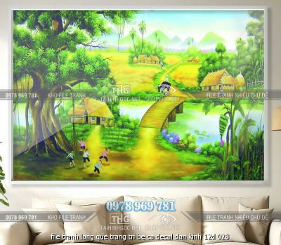 file tranh lang que trang tri be ca decal dan kinh 12d 028