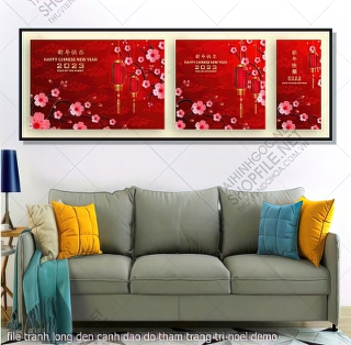 tranh cong giao file tranh long den canh dao do tham trang tri noel