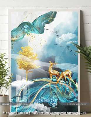 file tranh luon song huou troi may trang tri decor 1282024