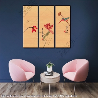 file tranh manh bo 3 hoa sen chim thu phap 15122022 phu