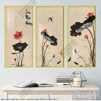 file tranh manh hoa sen ca chep thu phap 20032023 phu