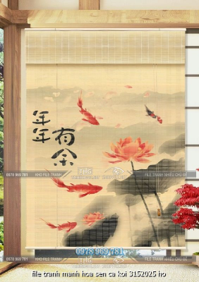 file tranh manh hoa sen ca koi 3152025 ho