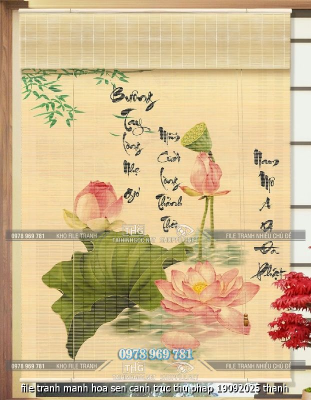 file tranh manh hoa sen canh truc thu phap 19092025 thanh