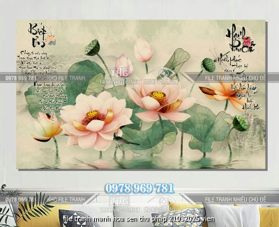 file tranh manh hoa sen thu phap 21032025 vien