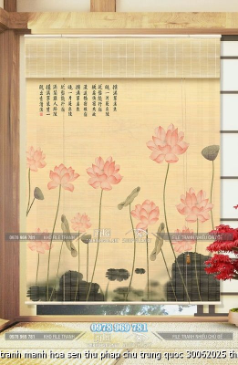 file tranh manh hoa sen thu phap chu trung quoc 30062025 thanh