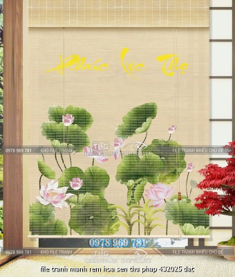 file tranh manh rem hoa sen thu phap 432025 dat