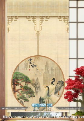 file tranh manh thuy mac doi chim hac va cay tung bonsai 1412025 ho