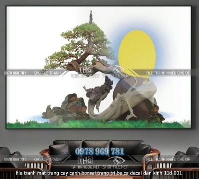 file tranh mat trang cay canh bonsai trang tri be ca decal dan kinh 11d 001