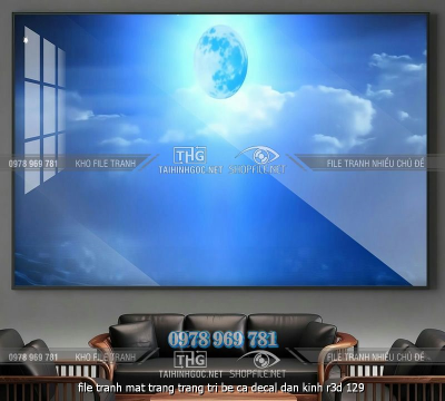 file tranh mat trang trang tri be ca decal dan kinh r3d 129