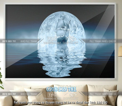 file tranh mat trang va thuyen trang tri be ca decal dan kinh 11d 030