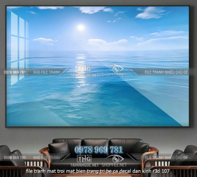 file tranh mat troi mat bien trang tri be ca decal dan kinh r3d 107