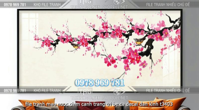 file tranh mau nuoc chim canh trang tri be ca decal dan kinh t3403