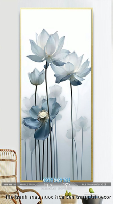 file tranh mau nuoc hoa sen trang tri decor 26112024