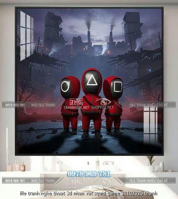file tranh nghe thuat 3d nhan vat squid game 31102025 thanh