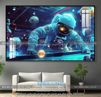 file tranh nghe thuat decor phi hanh gia choi bida 25072025