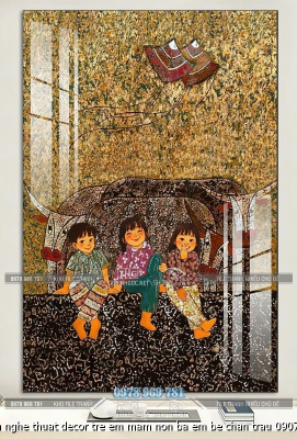 file tranh nghe thuat decor tre em mam non ba em be chan trau 09072025 vy