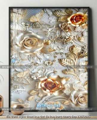 file tranh nghe thuat hoa tiet da hoa hong tuong dep 23072025