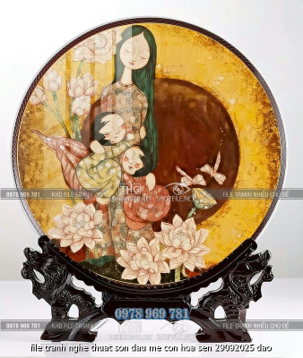 file tranh nghe thuat son dau me con hoa sen 29092025 dao