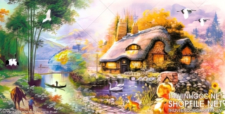 file tranh ngoi nha son dau nghe thuat