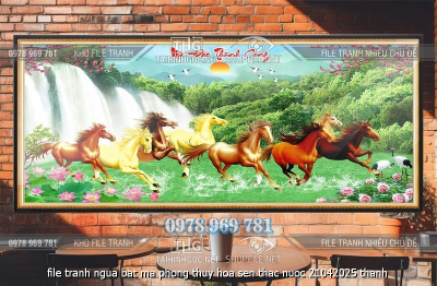 file tranh ngua bat ma phong thuy hoa sen thac nuoc 21042025 thanh