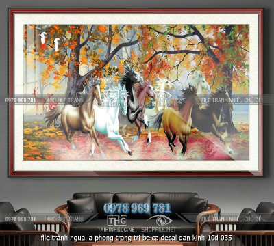 file tranh ngua la phong trang tri be ca decal dan kinh 10d 035