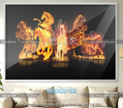 file tranh ngua lua trang tri be ca decal dan kinh 12d 029