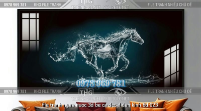 file tranh ngua nuoc 3d be ca decal dan kinh 6d 023