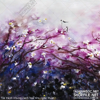 file tranh nhung canh hoa nho nghe thuat