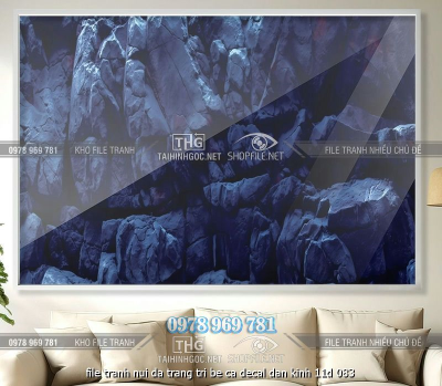 file tranh nui da trang tri be ca decal dan kinh 11d 083
