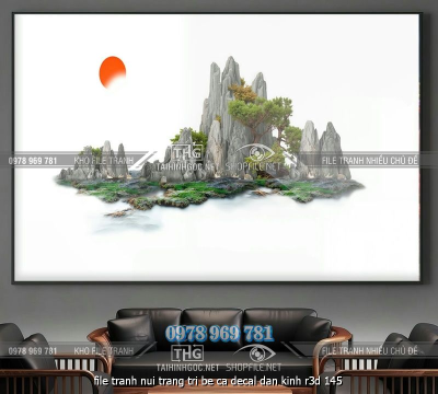 file tranh nui trang tri be ca decal dan kinh r3d 145