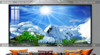 file tranh nui tuyet trang tri be ca decal dan kinh 10d 027