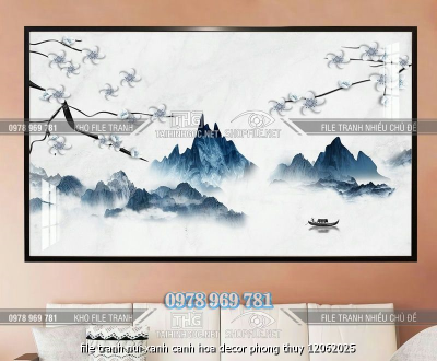 file tranh nui xanh canh hoa decor phong thuy 12062025