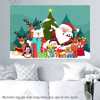 tranh cong giao file tranh ong gia noel cung nhieu hop qua to nho