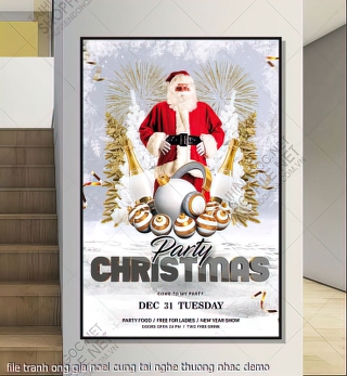 tranh cong giao file tranh ong gia noel cung tai nghe thuong nhac