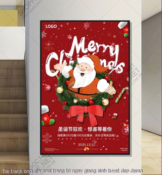 file tranh ong gia noel trang tri ngay giang sinh tuyet dep