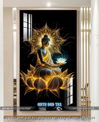 file tranh phat giao duc phat hoa sen vang led neon 19112024