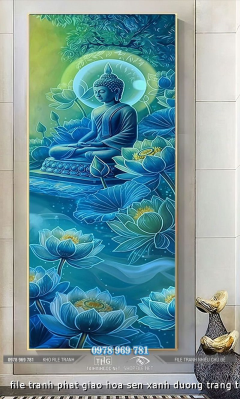file tranh phat giao hoa sen xanh duong trang tri decor 30112024