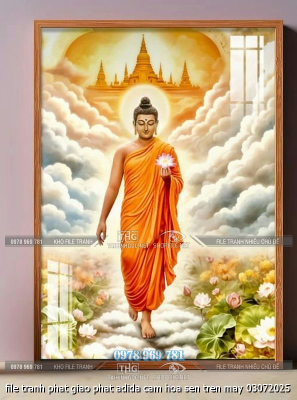 file tranh phat giao phat adida cam hoa sen tren may 03072025