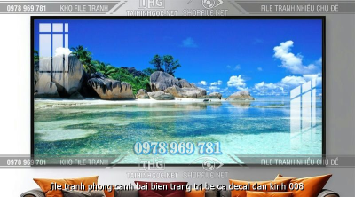 file tranh phong canh bai bien trang tri be ca decal dan kinh 008