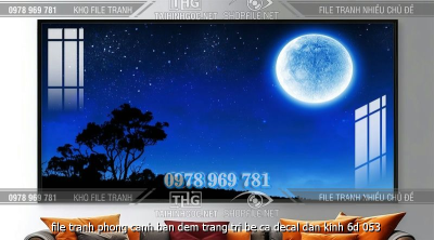 file tranh phong canh ban dem trang tri be ca decal dan kinh 6d 053