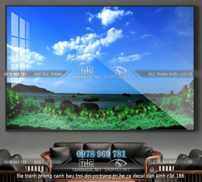 file tranh phong canh bau troi doi co trang tri be ca decal dan kinh r3d 186