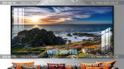 file tranh phong canh bien hoang hon trang tri be ca decal dan kinh 105