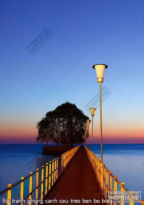 file tranh phong canh cau treo ben bo bien