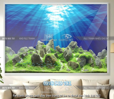 file tranh phong canh day bien trang tri be ca decal dan kinh 11d 052