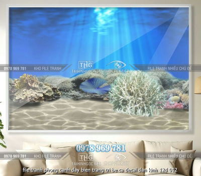 file tranh phong canh day bien trang tri be ca decal dan kinh 12d 012