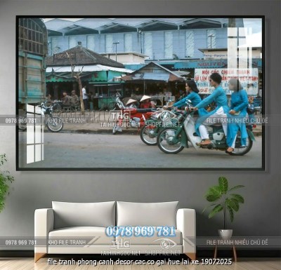 file tranh phong canh decor cac co gai hue lai xe 19072025