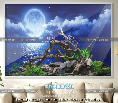 file tranh phong canh dem trang tri be ca decal dan kinh 12d 054