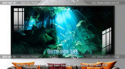 file tranh phong canh duoi bien trang tri be ca decal dan kinh 076