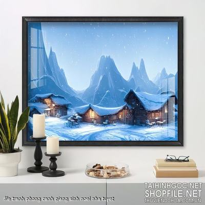 file tranh phong canh giang sinh noel nha tuyet