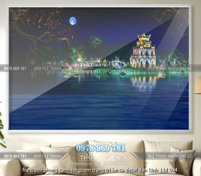 file tranh phong canh ho guom trang tri be ca decal dan kinh 11d 084